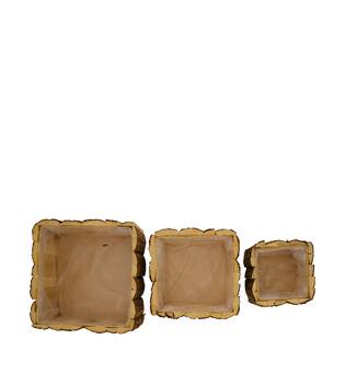Planter square fir wood with plastic 28x28x11cm S3 - Natural