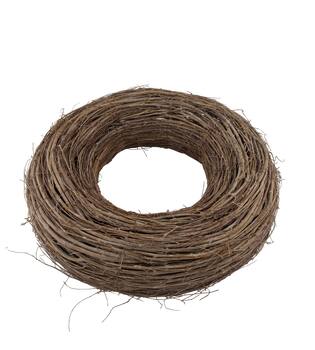 Wreath round willow wood 50x50x13cm - White