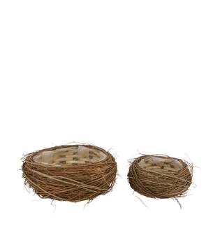 Basket round willow wood with plastic 32x32x13cm S2 - Natural