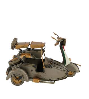 Figurine motorcycle with sidecar metal 17x14x11cm - Multi