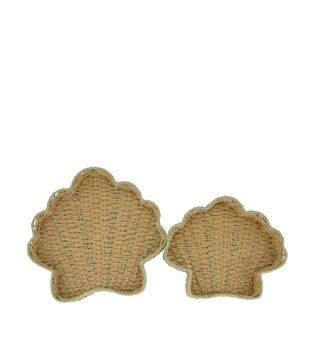 Tray shell paper rope 38x38x4.5cm S/2