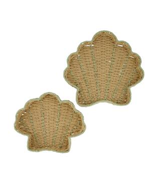Tray shell paper rope 38x38x4.5cm S/2