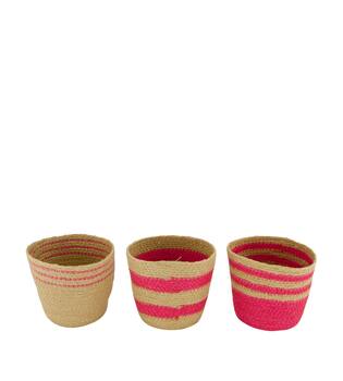 Planter paper rope with plastic 12x12x11cm A3 - Pink