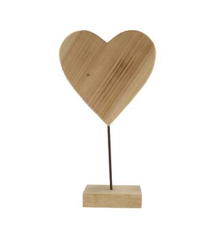 Heart fir wood on stand 30x30x54cm KD - Natural
