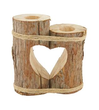 Dinnercandle holder heart camphor wood 18x18x22.5cm