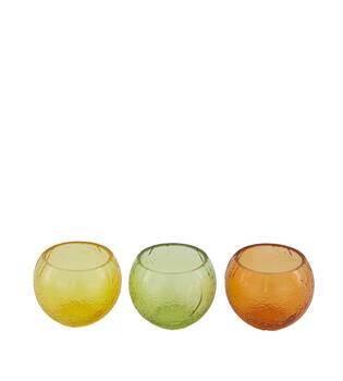 Tealight holder lemon glass 8.4x8.4x6.6cm C3 - Multi