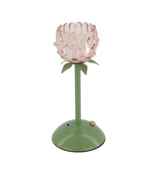 Table lamp rechargeable incl. cable glass 10.8x10.8x23cm - Pink