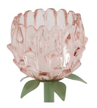 Table lamp rechargeable incl. cable glass 10.8x10.8x23cm - Pink