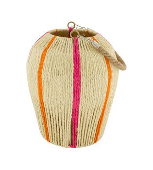 Lantern round paper rope with glass 22x22x26cm - Natural
