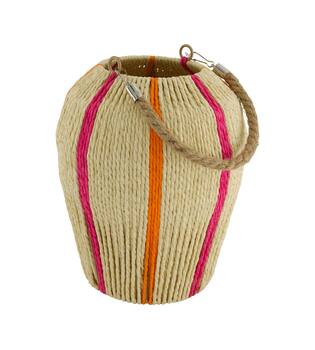 Lantern round paper rope with glass 22x22x26cm - Natural