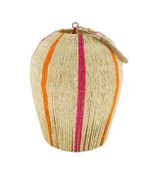 Lantern round paper rope with glass 27x27x33cm