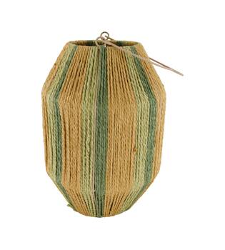 Lantern round paper rope with glass 24x24x34cm