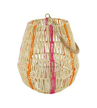 Lantern round paper rope with glass 24x24x27cm - Natural