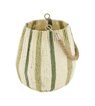 Lantern round paper rope with glass 19x19x21cm - Natural