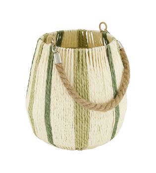 Lantern round paper rope with glass 19x19x21cm - Natural