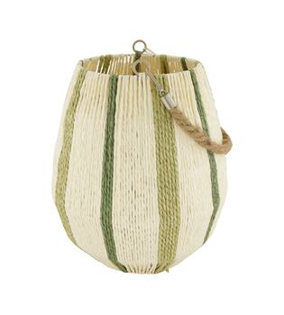 Lantern round paper rope with glass 24x24x27cm - Natural