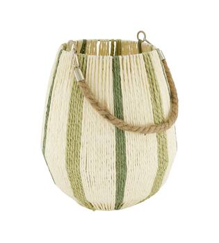 Lantern round paper rope with glass 24x24x27cm - Natural