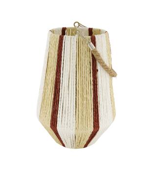 Lantern round paper rope with glass 22x22x31cm