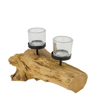 Pillar candle holder root 28x18x12cm - Natural