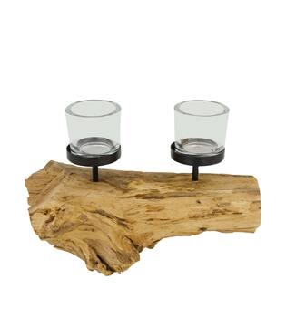 Pillar candle holder root 28x18x12cm - Natural