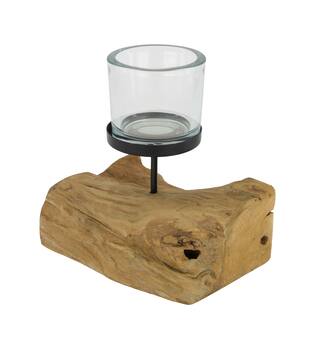 Pillar candle holder root 18x14x18cm - Natural