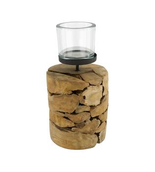 Pillar candle holder root 15x15x22cm - Natural