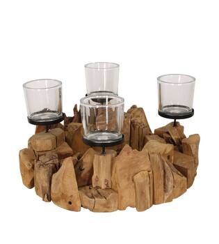 Pillar candle holder root 58x58x22cm - Natural