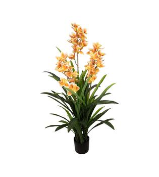 Plant cymbidium artificial 40x40x150cm - Orange
