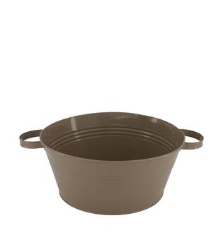 Bowl round metal with handle 37x28x12.5cm - Brown