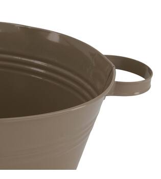 Bowl round metal with handle 37x28x12.5cm - Brown