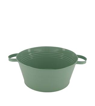 Bowl round metal with handle 37x28x12.5cm - Green