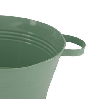 Bowl round metal with handle 37x28x12.5cm - Green
