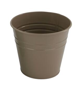 Planter round metal 13x13x12cm - Brown
