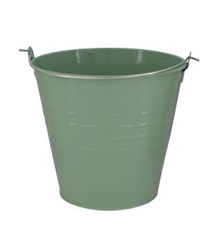 Bucket round metal with handle 24x24x22cm - Green