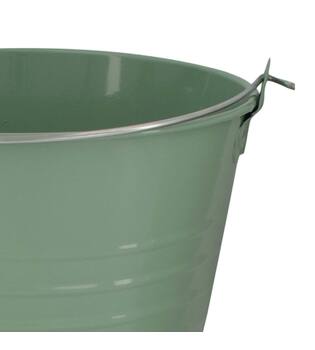 Bucket round metal with handle 24x24x22cm - Green