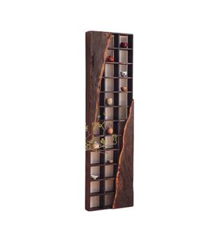 Cabinet antique cup rack reclaimed wood vintage 60x15x140cm - Brown