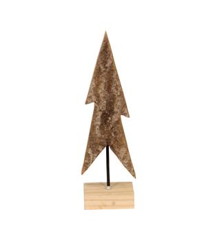 Tree bark paulownia wood on stand 11x8x38cm - Natural