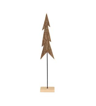 Tree bark paulownia wood on stand 14x9x78cm - Natural