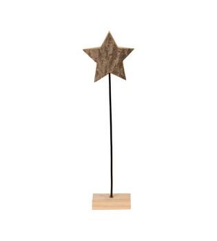 Star bark paulownia wood on stand 16x8x58cm - Natural