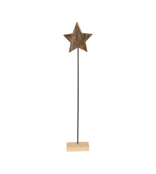 Star bark paulownia wood on stand 18x9x78cm - Natural