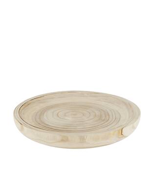 Tray round paulownia wood 33x33x4cm - Natural