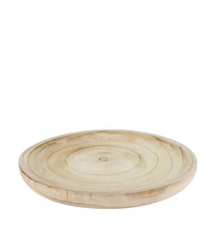 Tray round paulownia wood 38x38x4cm - Natural