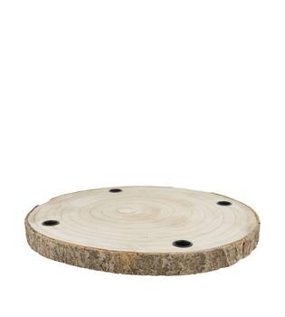 Dinnercandle holder paulownia wood with metal cup 38x38x3cm