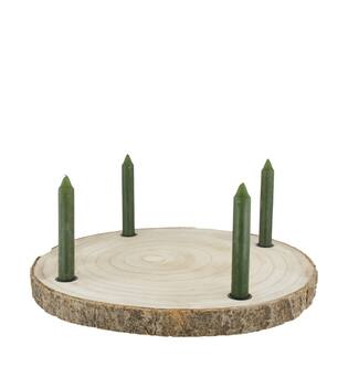 Dinnercandle holder paulownia wood with metal cup 38x38x3cm