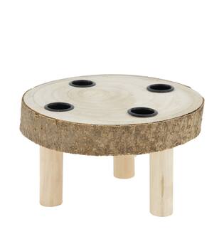 Dinnercandle holder paulownia wood on feet 18x18x11cm