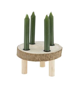 Dinnercandle holder paulownia wood on feet 18x18x11cm