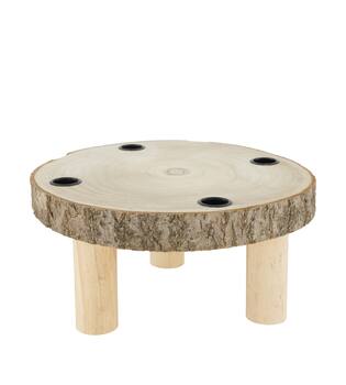Dinnercandle holder paulownia wood on feet 28x28x13cm