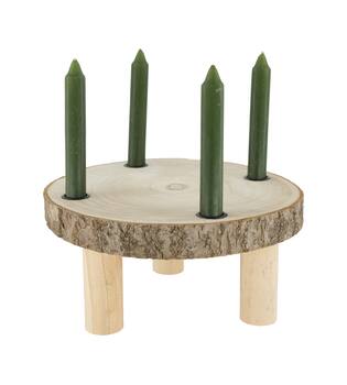 Dinnercandle holder paulownia wood on feet 28x28x13cm