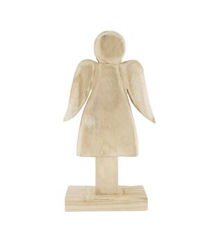 Angel paulownia wood on feet 20x9x38cm - Natural