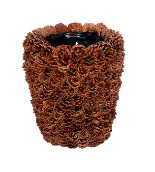 Planter round pinecone with plastic 30x30x30cm